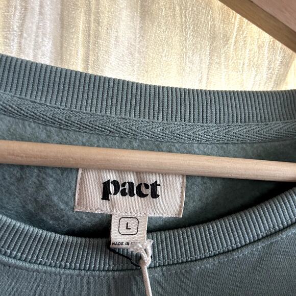 Pact Organic Cotton Green Herb Garden Slouchy Sweatshirt Crewneck Pullover NWT L - Picture 4 of 5